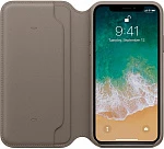 ехол-книжка Apple Leather Folio для iPhone X (платиново-серый)