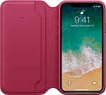 Чехол-книжка Apple Leather Folio для iPhone X (лесная ягода)