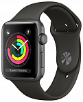 Умные часы Apple Watch Series 3, 38 мм, корпус из алюминия цвета «серый космос», спортивный ремешок чёрного цвета