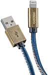 Дата-кабель Deppa Jeans USB - Lightning, медь/джинса, MFI, 1.2м, синий