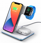 Беспроводная зарядная станция 3 в 1 Deppa Charging Stand Neo: iPhone, Apple Watch, Airpods, 20 Вт, белая