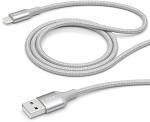 Дата-кабель Deppa USB - 8-pin для Apple, алюминий/нейлон, MFI, 1.2м, серебро