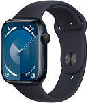 Apple Watch Series 9, 45 мм, корпус из алюминия цвета «тёмная ночь», ремешок Sport Band «тёмная ночь» размер M/L