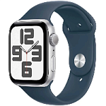 Apple Watch SE 2023 GPS 44mm Silver Aluminium Case with Storm Blue Sport Band (грозовой синий)